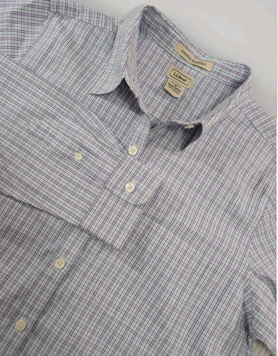 L.L. Bean Other - LL Bean Shirt Men’s M Purple Plaid Wrinkle Resistant Button Up Long Sleeve